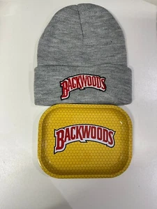 Backwoods Small Rolling Tray & Beanie Hat Gift Set 18x13cm 420 Grey Yellow Wooly - Picture 1 of 1
