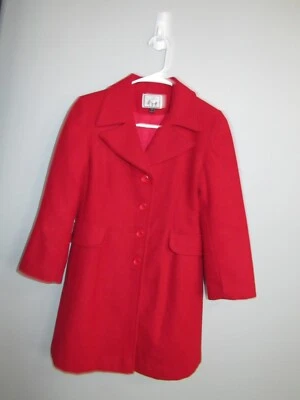 TRILOGI COLLECTION Girl's Size 10 Solid Red Wool Blend Dressy Coat Lined Excelle - Image 1 of 4
