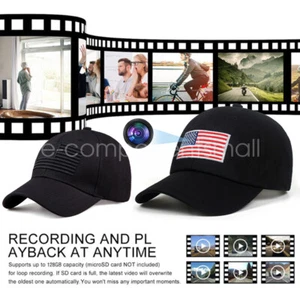 Sports Baseball Cap Hat with 1080P HD Wireless WiFi Camera Camcorder Full Black - Picture 1 of 10