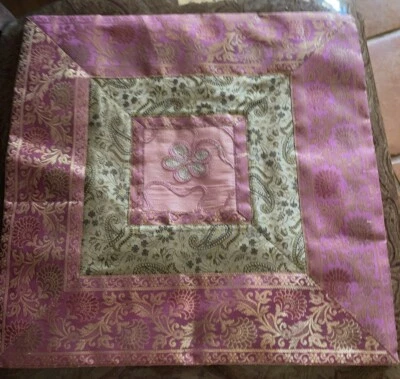 Cushion Cover Silk Brocade Indian Throw Pillow Cases 4 Handmade Decor 16x16" New - Image 1 of 4