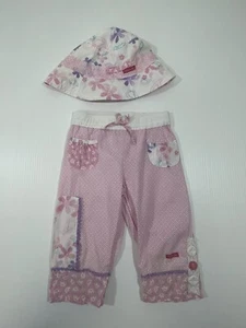 Naartjie Girls Cotton Pink Elephants Crop Pant Hat Set Size 4 5/7 - Picture 1 of 6