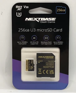 256GB U3 Micro SD Memory Card - with Adapter - Compatible with In-Car Dash Cams - Zdjęcie 1 z 6