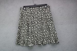 Polo Ralph Lauren Black and Ivory Floral Mini Crepe Skirt-Size 4