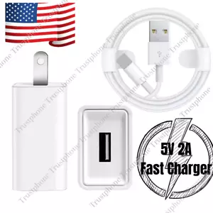 USB Wall Charger Block Fast Charging Cable For iPhone 6 7 8 14 XS 11 12 13 iPad - Picture 1 of 18