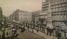 London UK Antique Postcard Early 1900s Rare The Strand Horse Buggy DD Bus Taxi 