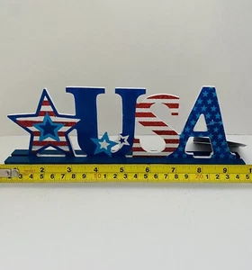 New 4th Of July Farmhouse little table top decoration America USA RWB - Picture 1 of 3