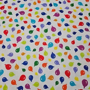 Smiling Safari Friends BTY P&B Textile Colorful Balloon on Pale Blue and White - Picture 1 of 3