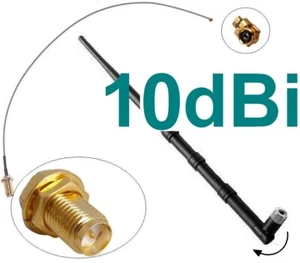 10dBi Antenne + Adapter Kabel RP-SMA u-FL Wlan WiFi Speedport Fritz!Box Pigtail - Bild 1 von 1