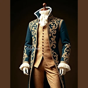 Teal Customized Rococo Military Court Suit Venetian Costume Cosplay & Gala Event - Picture 1 of 9