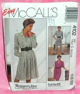Uncut McCalls Sz 10-14 Full or Straight Pleated Dress & Jumpsuit Pattern 4102 - Picture 1 of 2
