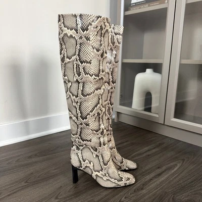 Tamara Mellon Legacy Marrón Tostado Piel de Serpiente Sobre la Rodilla Botas 36 NUEVO Zapato de Cuero Foto 1 de 4