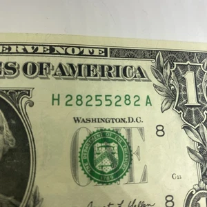 Radar Note True Palindrome Trinary Fancy Serial Number $1 One Dollar 28255282 - Picture 1 of 7