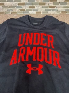 Under Armour Men's Rival Terry Crew Sz Large Black Neon Orange 46x28” NWOT - Picture 1 of 15
