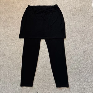 EILEEN FISHER Pants Sz M Stretch Viscose Jersey Skirted Legging Ankle Black NWT - Picture 1 of 9
