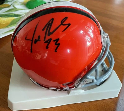 Joe Thomas HOF Signed Rookie Cleveland Browns Mini Helmet Brady Quinn Signed too - Image 1 of 4