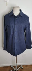 ANIAN dunkelblau Wollmischung Overshirt Damen große Knopf Tasche Shacket - Bild 1 von 7