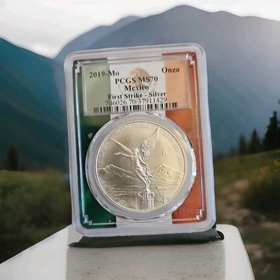 PCGS MS 70 First Strike 2019 Mo Mexico 1 Onza Silver Coin - Image 1 of 2