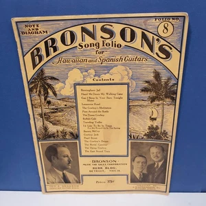Bronson's Song Folio 8 Hawaiian Spanish Guitar 1936 Vintage - Foto 1 di 5