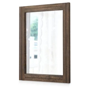 Rustic Wood Mirror Rectangle Decorative Wall Hanging Mirrors with Frame for B... - Picture 1 of 7