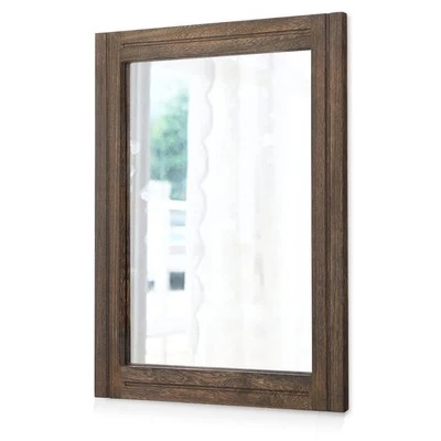 Espejo de madera rústico rectangular decorativo para colgar en la pared espejos con marco para B... Foto 1 de 4