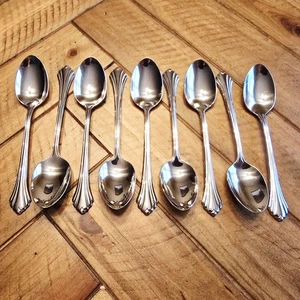 Set of 9 Oneida BANCROFT Teaspoons 6" Stainless Flatware Silverware Holidays - Picture 1 of 7