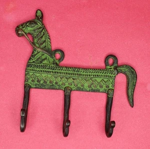 Gancho de pared con forma de caballo acabado antiguo hecho a mano toalla de tela tapa llave - Imagen 1 de 5