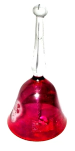 Vintage Mickey Mouse Disney Cranberry Glass Etched Glass Bell - Bild 1 von 8