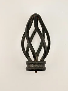 Antique Black Iron Twisted Birdcage Finial Iron Drapery Rod Curtain Rod 5” - Picture 1 of 5