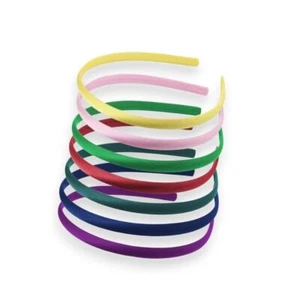 Schmal Satin bedeckt Uni Alice Band Haarband Stirnband 1 cm gemischte Farben - Bild 1 von 18
