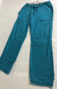 Koi Women Scrub Pants S Blue Cargo 29" Inseam Drawstring Medical Dental Lab - Picture 1 of 19