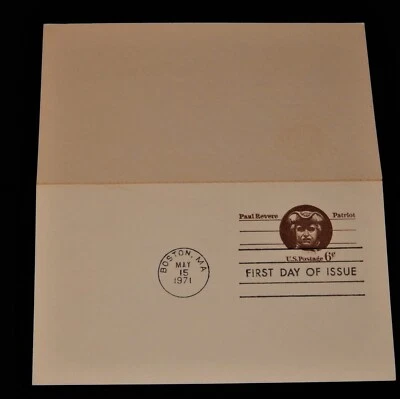 Vintage Postal Card, BOSTON, MA, FDC, 1971,6 Cent Stamped Card W/ Return,Patriot - Image 1 of 4