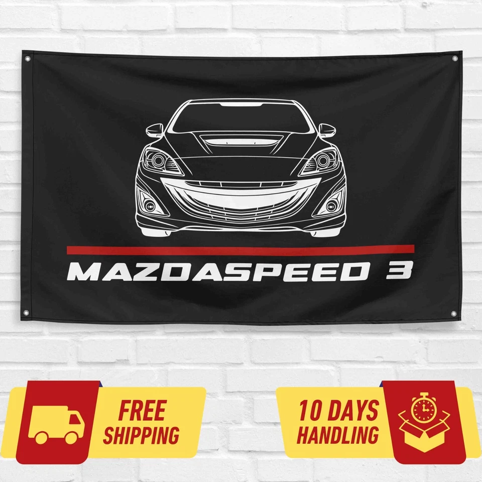 Подарочный баннер с флагом для энтузиаста автомобиля Mazda Mazdaspeed3 Sport 2010 3x5 футов - Изображение 1 из 2