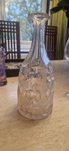 Antique Victorian Fine Engraved Carafe Decanter Grape Leaves Etched Cut Crystal - Picture 1 of 6