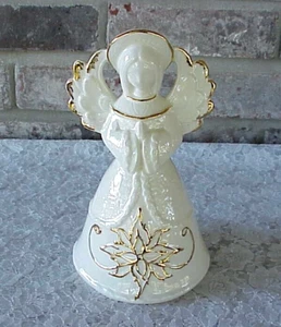 Vintage Angel Figurine Statue Wings Halo Praying Ivory Gold Accents 7 3/4" T - Picture 1 of 9
