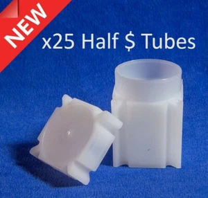 Lot of 25 Square Coin Safe Tubes For US Half Dollar Coins Bust Liberty Kennedy - Picture 1 of 7