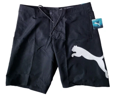 Pantalones cortos de tabla negros PUMA para hombre talla 36 10 pulgadas sin forro logotipo de Big Cat Foto 1 de 4