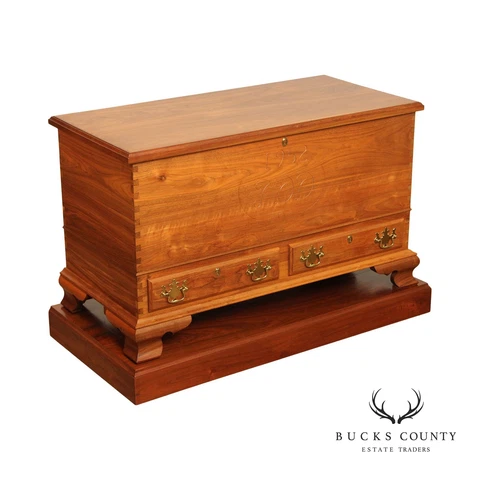 Chippendale Style Hand Crafted Walnut Blanket Chest Media Console Cover