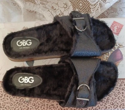 GBG LOS ANGELES SANDALIAS SUAVES PARA MUJER TALLA 9,5 M PIEL SINTÉTICA NEGRAS Foto 1 de 4