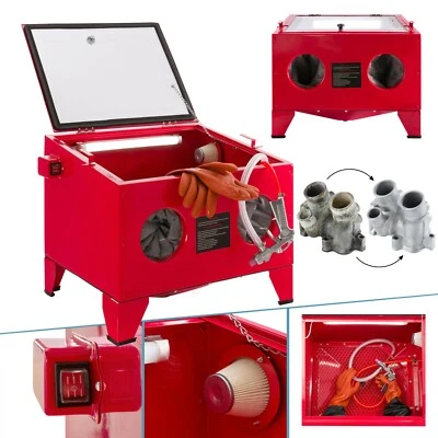 AREBOS Cabina di Sabbiatura Macchina Sabbiatrice Dispositivo di Sabbiatura Rosso