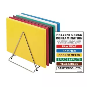 Hygiplas High Density Chopping Board Set with Rack Colour Coded Sturdy Pack of 6 - Picture 1 of 7