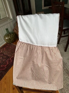 Close To Custom Linens FULL 17" drop RED TICKING Stripe SPLIT Bed Skirt Ruffle - Picture 1 of 1