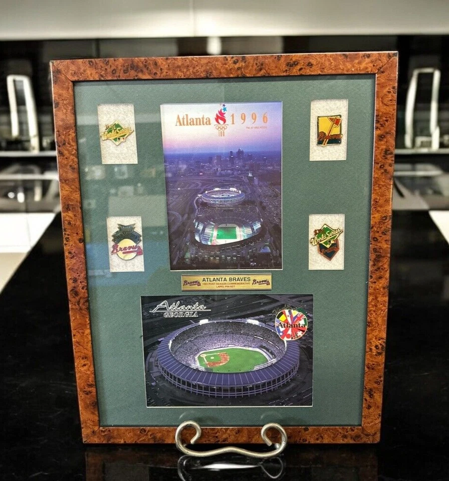 Vintage Atlanta Braves 1991 Post Season Commemorative Lapel (5) Pin Set - Image 1 of 4