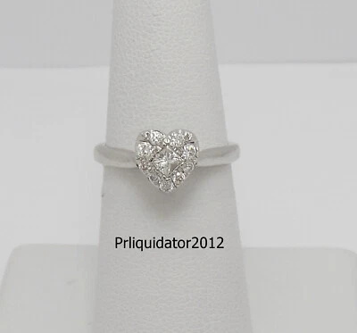 1/2CT Natural Diamond Heart Halo  Engagement Wedding Bridal Ring 10K White Gold - Image 1 of 4
