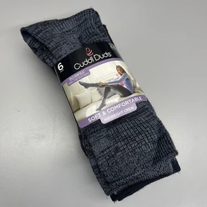 CUDDLE DUDS Super Soft Midweight Crew Socks 6 Pair Black Basic 2 Sz 4-10 (New) - Picture 1 of 14