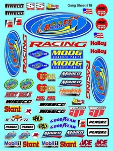 CLEAR VINYL #18 Sticker Sheet-R/C MODEL Decal Fits 1/24-1/16 Scale DIE CUT- - Picture 1 of 18