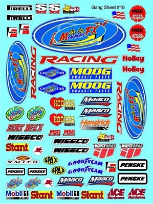 CLEAR VINYL #18 Sticker Sheet-R/C MODEL Decal Fits 1/24-1/16 Scale DIE CUT- - Image 1 of 4