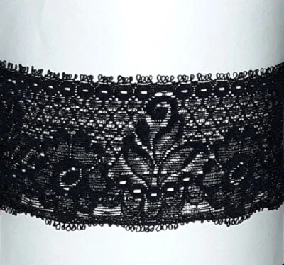 Borde de encaje elástico negro 10 - 20 yardas x 2" picot floral T76V cierre Foto 1 de 2