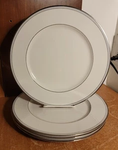 Noritake AEGEAN MIST Dinner plate set of 4, 11", 7983, Platinum trim, Excellent - Picture 1 of 10