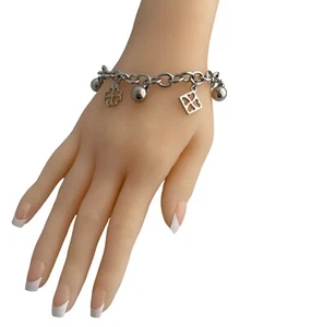 Bracelet Saint Patricks Day Lucky 4 Four Leaf Clover Shamrock Charm Silver - Picture 1 of 6