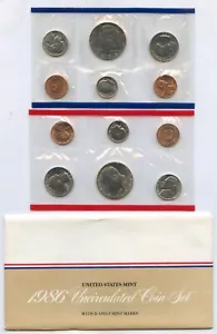 1986 Uncirculated U.S. Mint Set 10 Coins United States Philadelphia & Denver - Picture 1 of 4